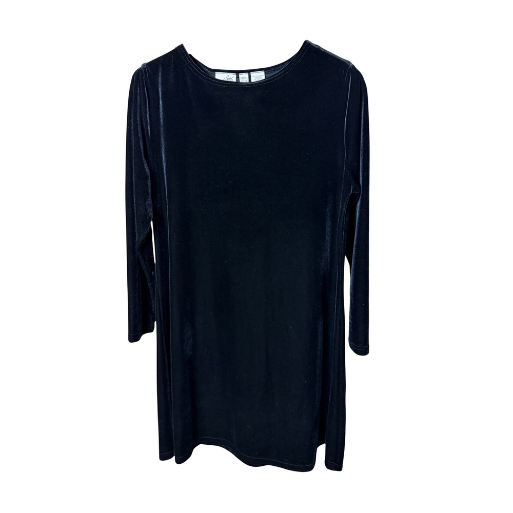 Jacqueline Ferrar Womens 10P Black Velvet Long Sleeve Shift Mini Dress Petite